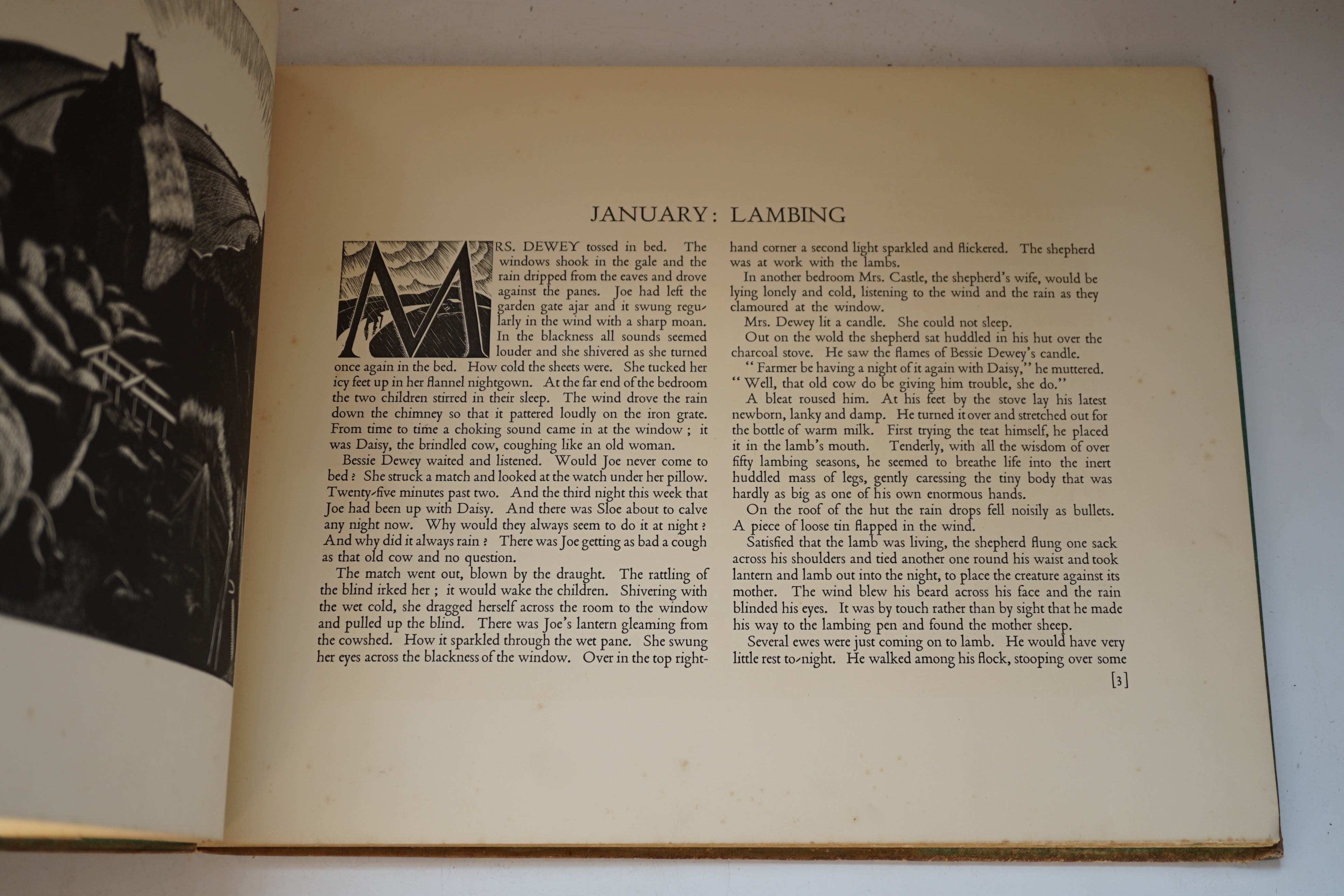 Leighton, Clare - The Farmer's Year, A Calendar of English Husbandry, written and engraved by Clare Leighton, 1st edition, titled with wood-engraved vignette, and 12 full-page wood-engravings, each with printed title to